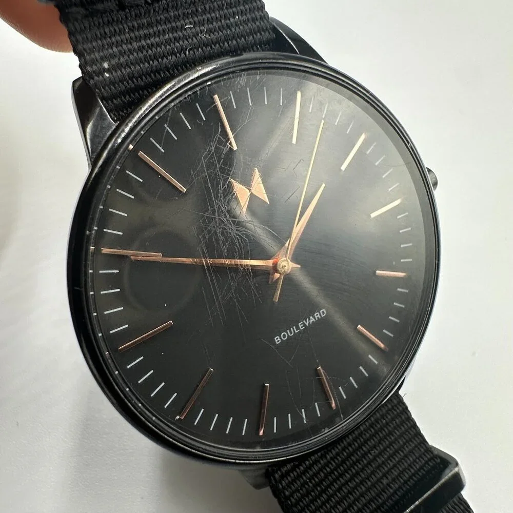 MVMT San Vicente Watch Women Black Nylon Slip Thru Band New Battery 10